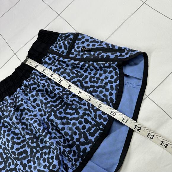 Lululemon Shorts Womens 6 Blue Black Tracker Ace Spot Lullaby Athletic Gym Run - Picture 10 of 10